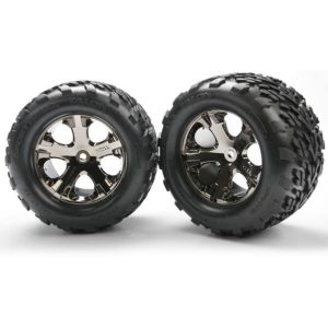 Tires & wheels, assembled, glued (2.8) (All-Star black chrom, TRX3668A