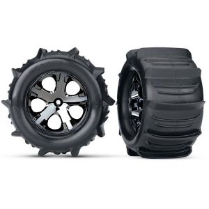 Tires & wheels, assembled, glued (2.8') Paddle (black chrome, TRX3689