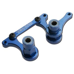 Steering bellcranks, drag link (blue-anodized T6 aluminum)/, TRX3743A