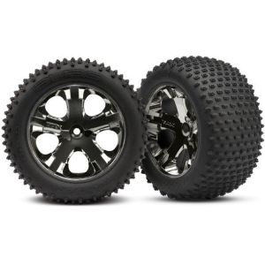 Tires & wheels, assembled, glued (2.8) (All-Star black chrom, TRX3770A