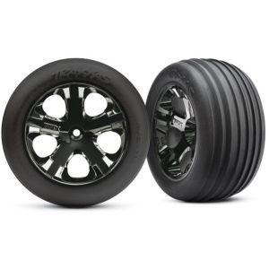 Tires & wheels, assembled, glued (2.8)(All-Star black chrome, TRX3771A