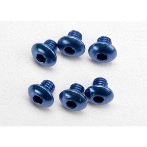 Screws, 4x4mm button-head machine, aluminum (blue) (hex driv, TRX3940