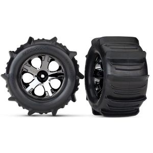 Tires & wheels, assembled, glu2.8 Paddle(Al-Star Black chrom, TRX4175