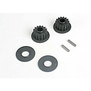 Pulleys, 15-groove (front/ rear) (2)/flanges (2)/ axle pins, TRX4896