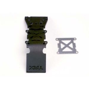 Skidplate, front plastic (black)/ stainless steel plate, TRX4937