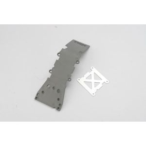 Skidplate, front plastic (grey)/ stainless steel plate, TRX4937A