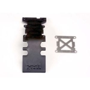 Skidplate, rear plastic (black)/ stainless steel plate, TRX4938