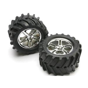 Tires & wheels, assembled, glued (SS (Split Spoke) chrome wh, TRX5173