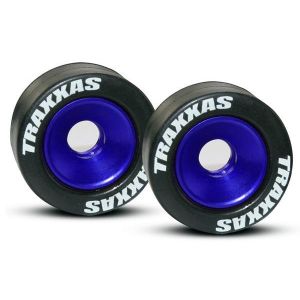 Wheels, aluminum (blue-anodized) (2)/ 5x8mm ball bearings (4, TRX5186A