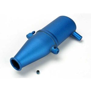 Tuned pipe, aluminum, blue-anodized (dual chamber with press, TRX5342