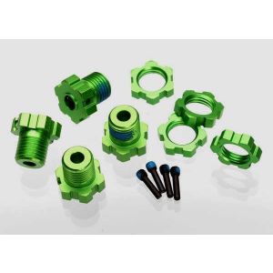 Wheel hubs, splined, 17mm (green-anodized) (4)/ wheel nuts,, TRX5353G