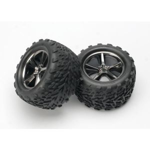 Tires & wheels, assembled, glued (Gemini black chrome wheels, TRX5374A