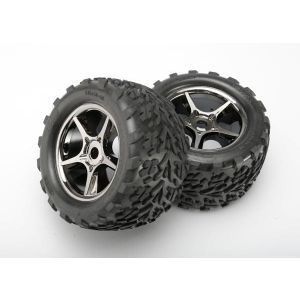 Tires & wheels, assembled, glued (Gemini black chrome wheels, TRX5374X