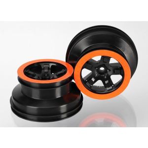 Wheels, SCT black, orange beadlock style, dual profile (2.2, TRX5868X