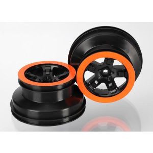 Wheels, Sct Black, Orange beadlock style, dual profile, TRX5870X