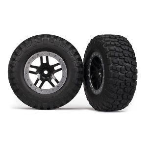 Tires & wheels, assembled, glued (SCT Split-Spoke, black, sa, TRX5883