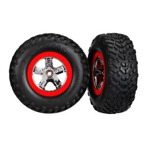 Tires & wheels, glued on SCT Chrome wheels TSM Rated S1 Comp, TRX5887R