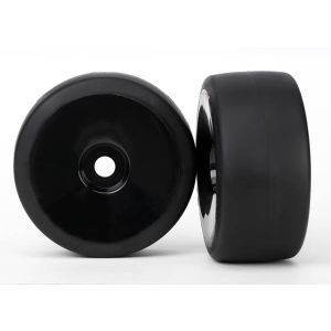 Tires & wheels, assembled, glued (black, dished wheels, slic, TRX6475