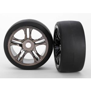 Tires & wheels, assembled, glued (split-spoke, black chrome, TRX6477