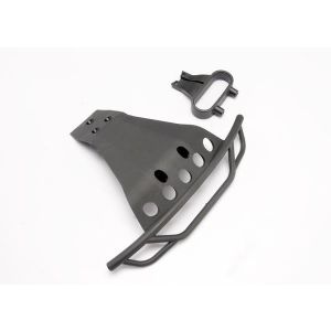 Bumper, front/ bumper mount, front (black), TRX6835