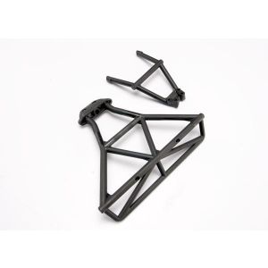 Bumper, rear/ bumper mount, rear (black), TRX6836