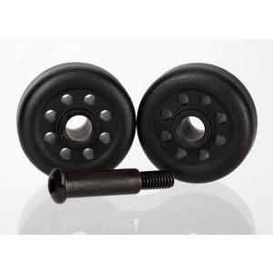 Wheels (2)/ axle (1) (for wheelie bar, #6978), TRX6977