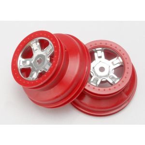 Wheels, SCT satin chrome, red beadlock style, dual profile (, TRX7072A