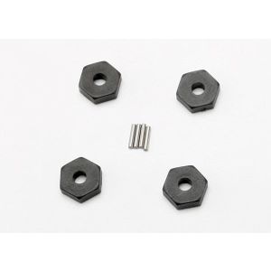 Wheel hubs, hex (4)/ axle pins (1.5x8mm) (4), TRX7154