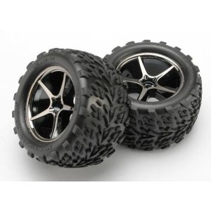 Tires and wheels, assembled, glued (Gemini black chrome whee, TRX7174A