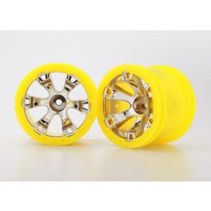 Wheels, Geode 2.2 (chrome, yellow beadlock style) (12mm h, TRX7275