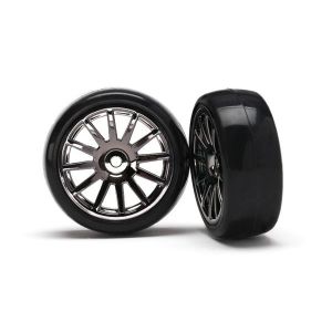 12-Sp Blk Wheels, Slick Tires Tires & Wh, TRX7573A