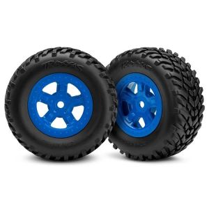 Tires and wheels, ass, glued (SCT blue wheels, SCT off-road, TRX7674