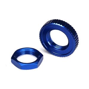 Servo saver nuts, aluminum, blue-anodized (hex (1), serrated, TRX8345