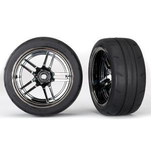 Tires and wheels, assembled, glued (split-spoke black chrome, TRX8374