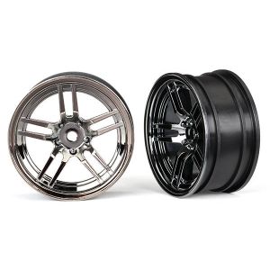 Wheels, 1.9' split-spoke (black chrome) (front) (2), TRX8371