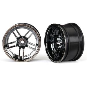 Wheels, 1.9' split-spoke (black chrome) (wide, rear) (2), TRX8372