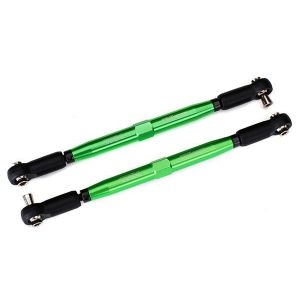 Toe links, X-Maxx (TUBES green-anodized, 7075-T6 aluminum, stronger than titaniu