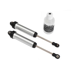 Shocks, GTR, 134mm, silver aluminum (fully assembled w/o springs) (front, no thr