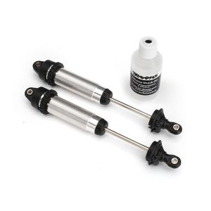 Shocks, GTR, 139mm, silver aluminum (fully assembled w/o springs) (rear, threade