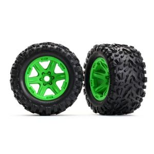 Tires & wheels, assembled, glued (green wheels, Talon EXT tires, foam inserts) (