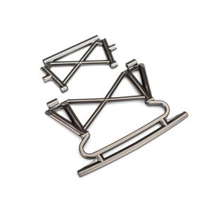 Bumper, front/ bumper support (satin black chrome-plated)