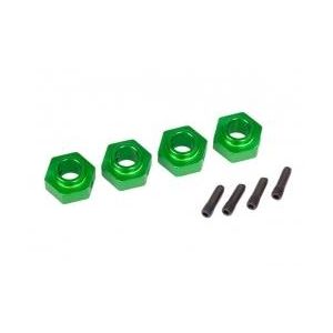 Wheel hubs, 12mm hex, 6061-T6 aluminum (green-anodized) (4)/ screw pin (4)