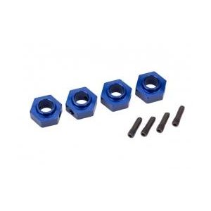 Wheel hubs, 12mm hex, 6061-T6 aluminum (blue-anodized) (4)/ screw pin (4)