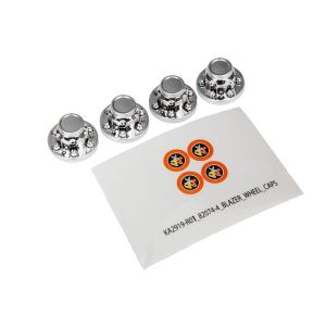 Center caps, wheel (chrome) (4)/ decal sheet (requires #8255A extended stub axle, TRX8164