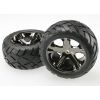 Tires & wheels, assembled, glued (All Star black chrome whee, TRX3773A