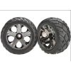 Tires & wheels, assembled, glued (All-Star black chrome whee, TRX3777A