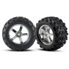 Tires & wheels, assembled, glued (Hurricane chrome wheels, T, TRX4973R