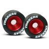 Wheels, aluminum (red-anodized) (2)/ 5x8mm ball bearings (4), TRX5186