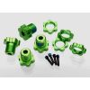 Wheel hubs, splined, 17mm (green-anodized) (4)/ wheel nuts,, TRX5353G