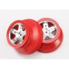 Wheels, SCT satin chrome, red beadlock style, dual profile (, TRX5872A